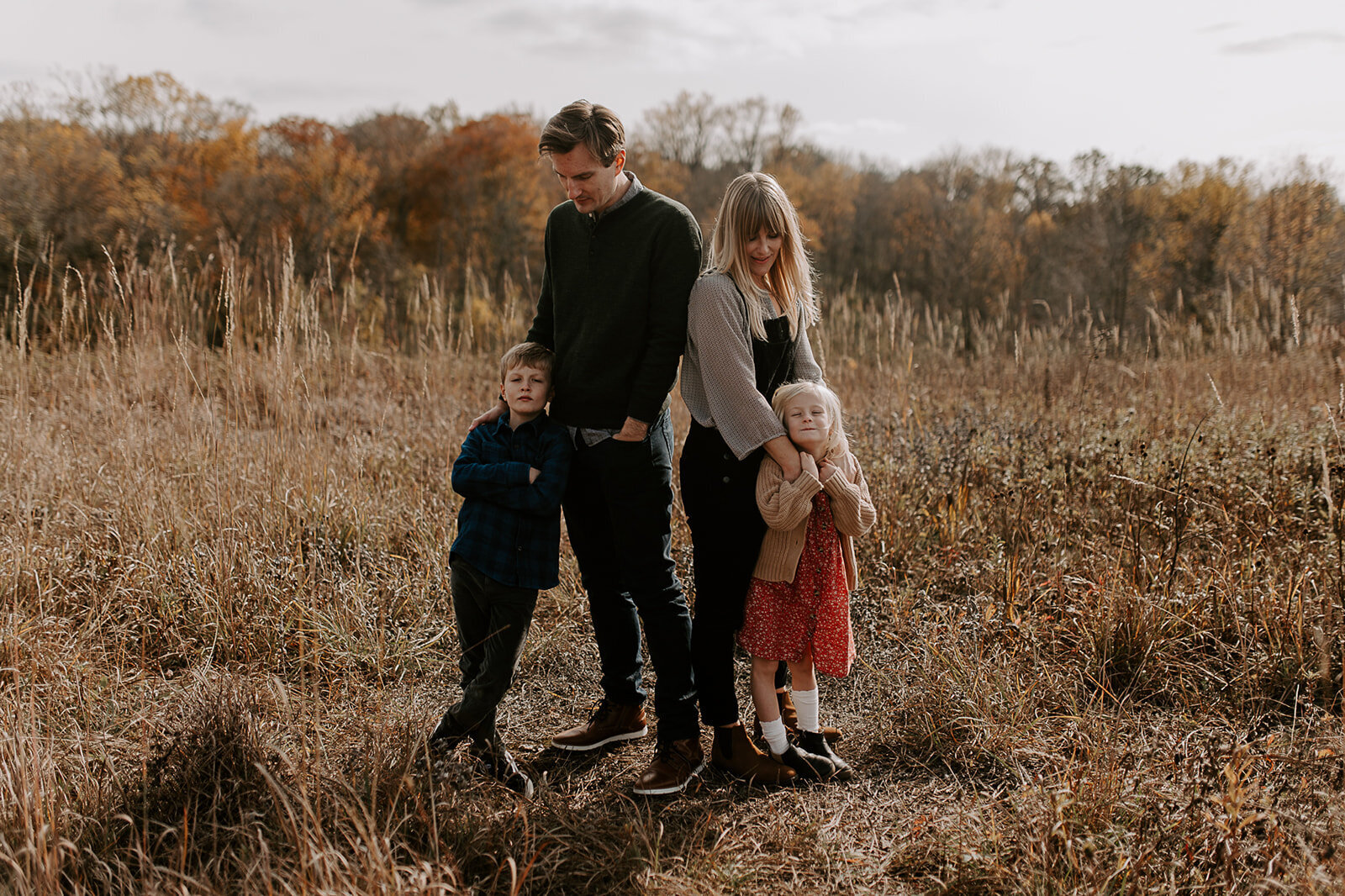 Fall family session in a field at French Park in Cincinnati