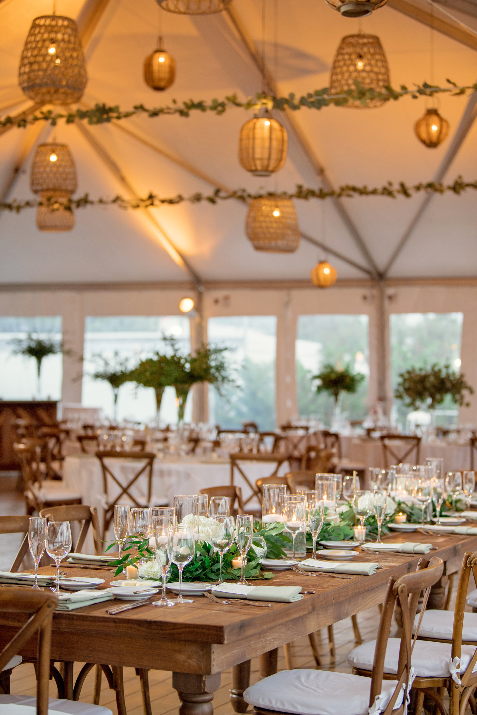 photo of table settings and reception from Gurneys Montauk Resort wedding