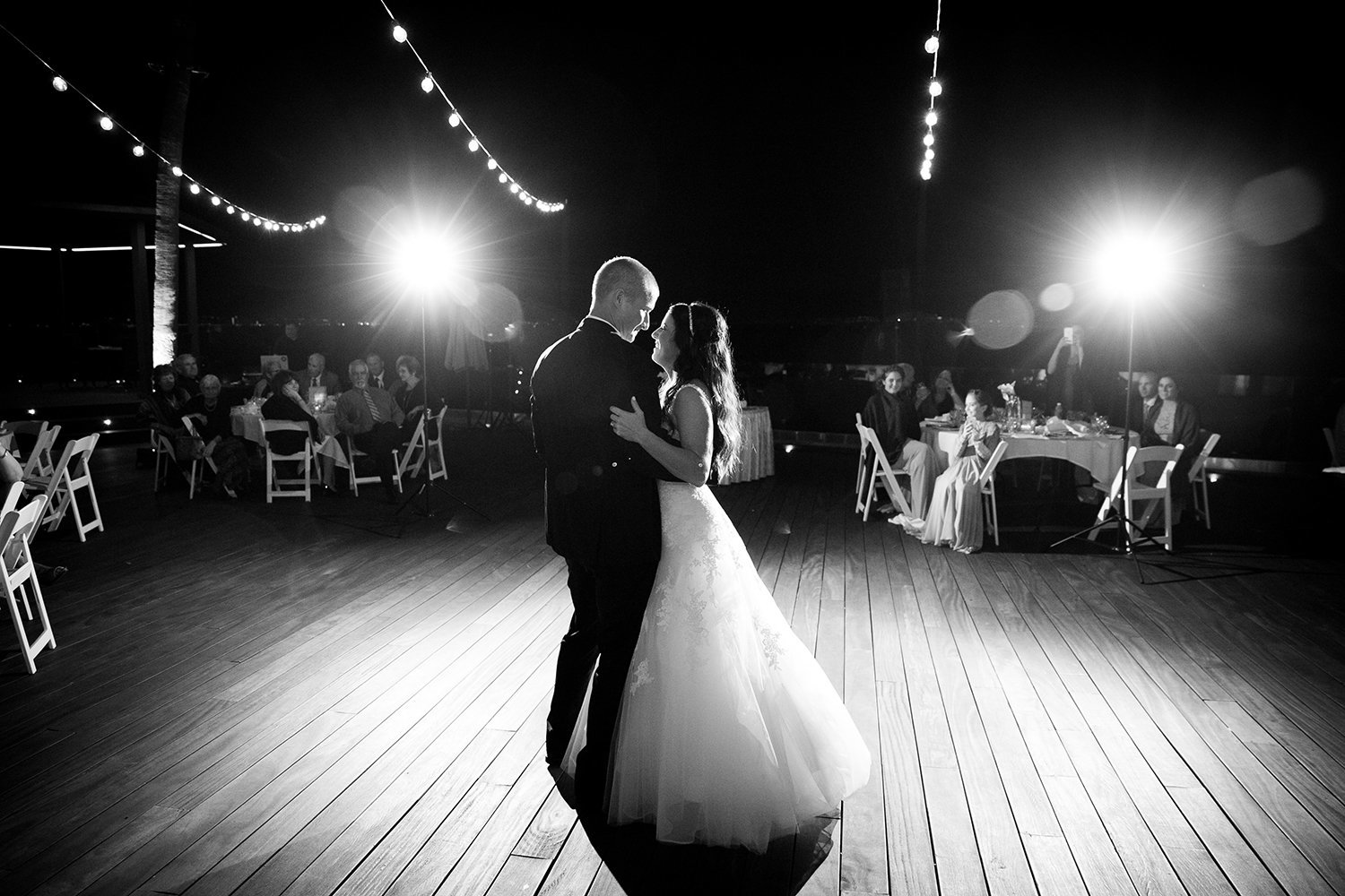 Point Loma Sub Base wedding photos first dance stunning black and white