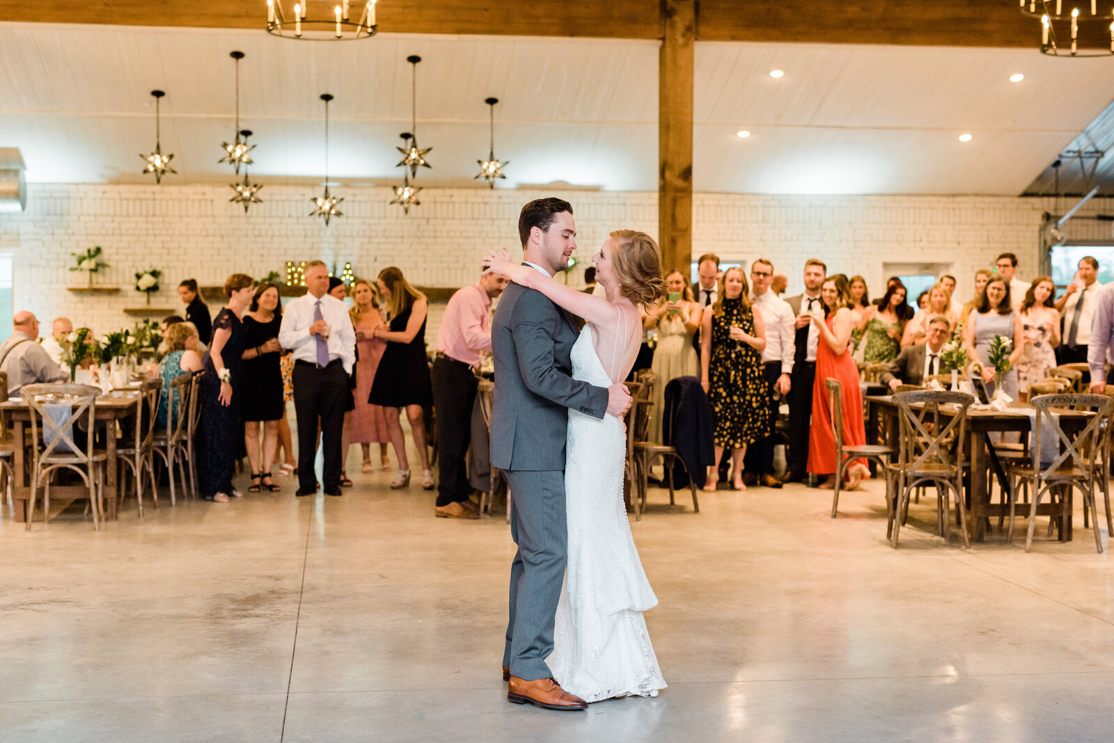Bride and groom first dance at Red Barn Farm in Northfield, MN