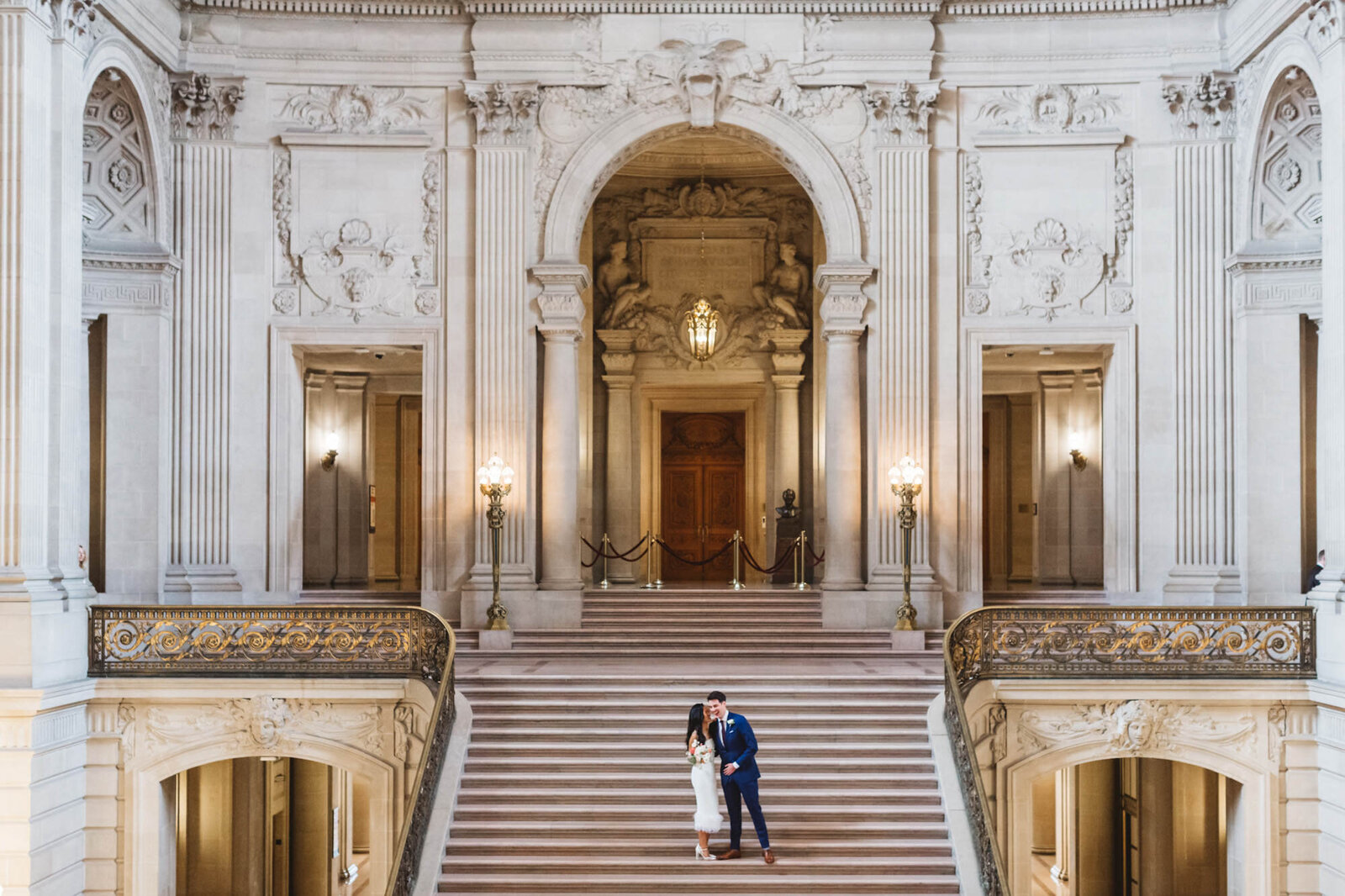 Grand Staircase with bride and groom