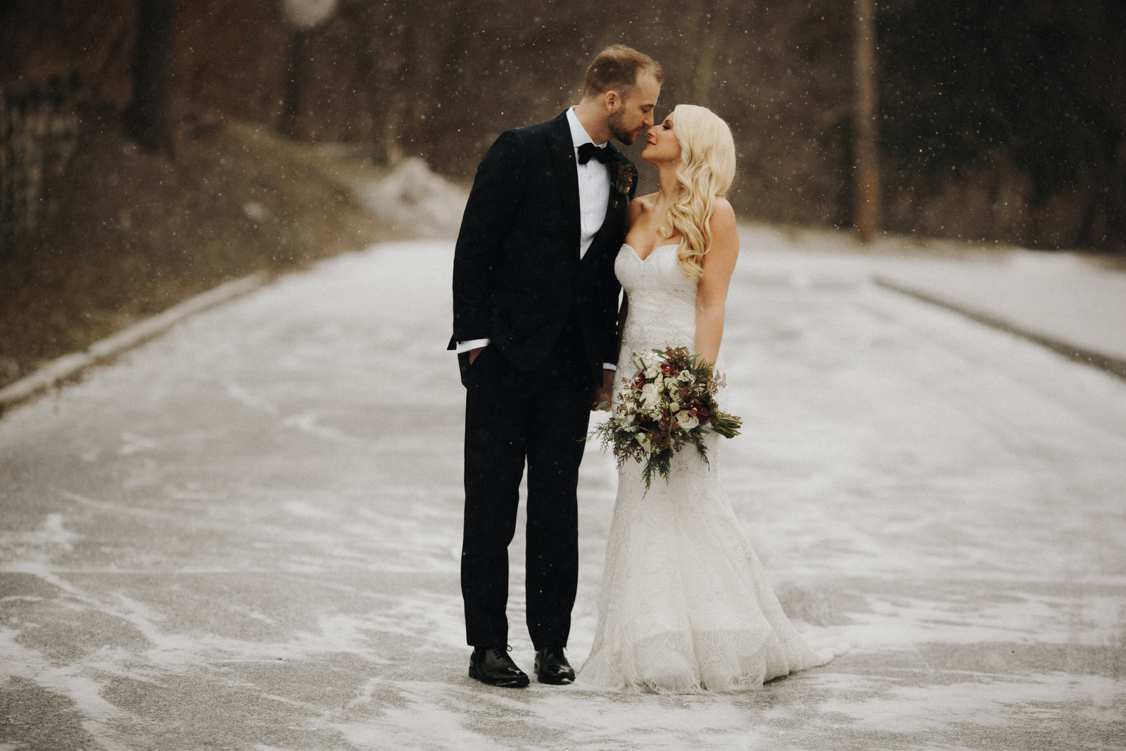winter wedding in hudson ny snowy portraits