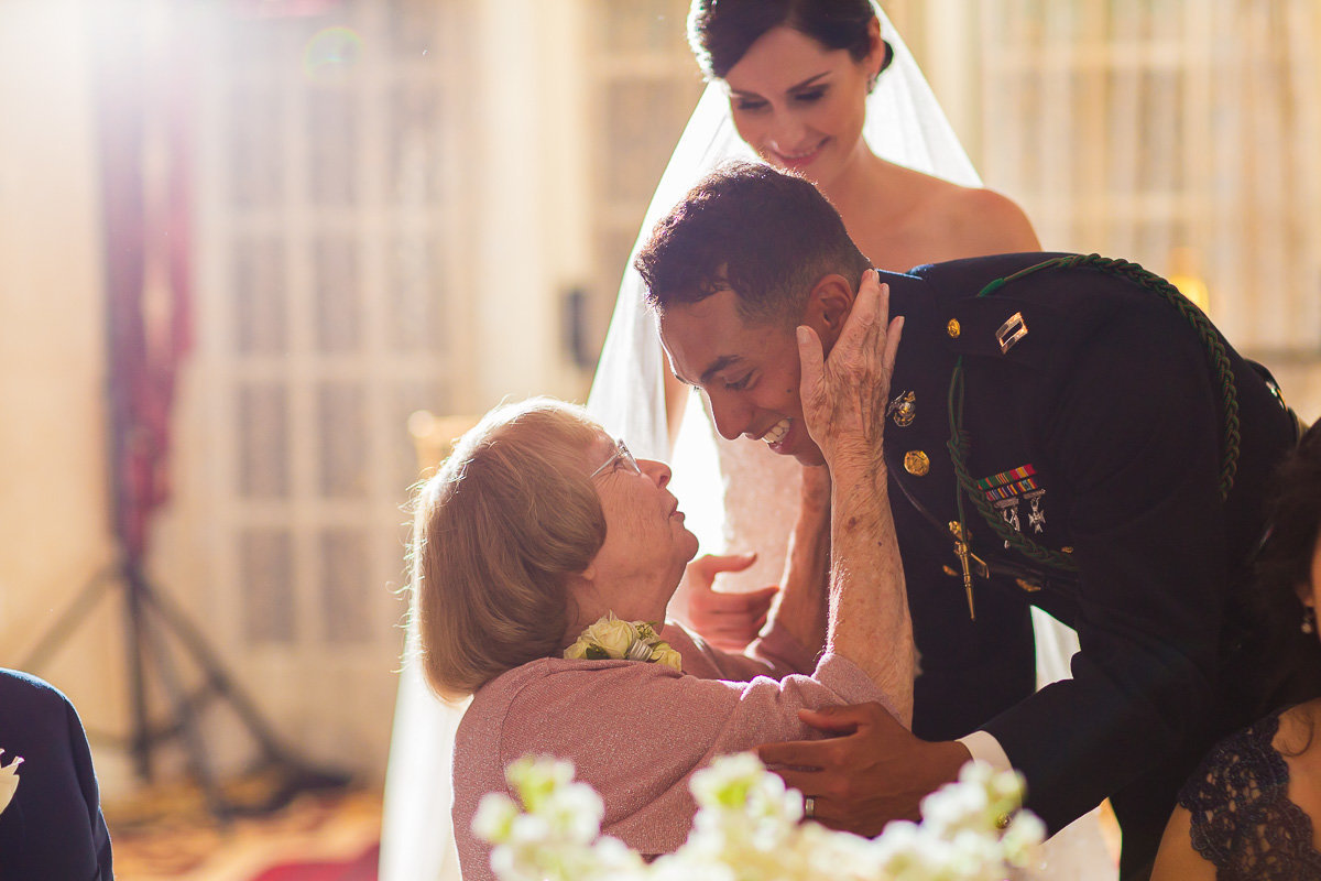 A groom and his grandmother at an annapolis wedding in June