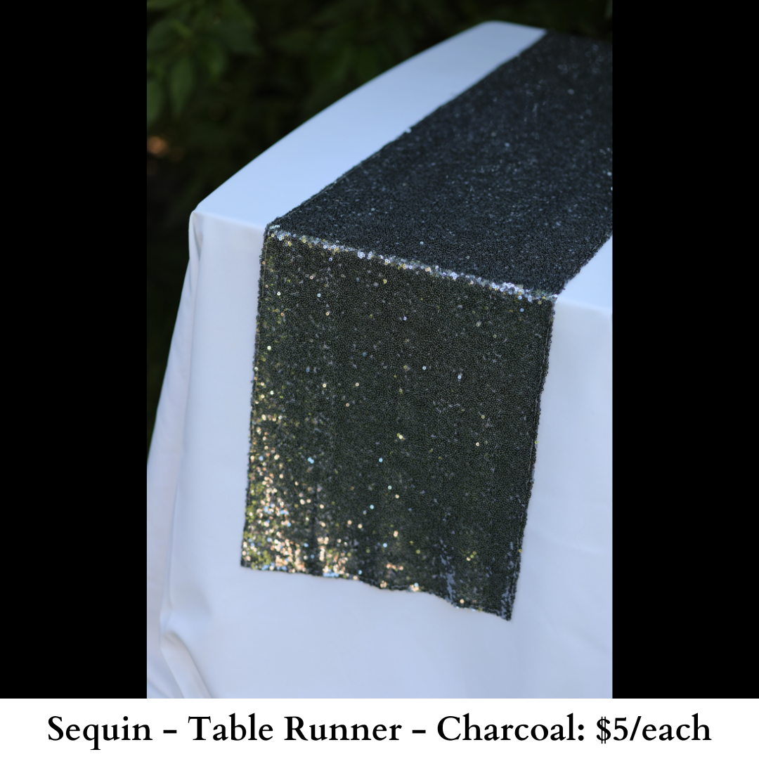 Sequin-Table Runner-Charcoal-574