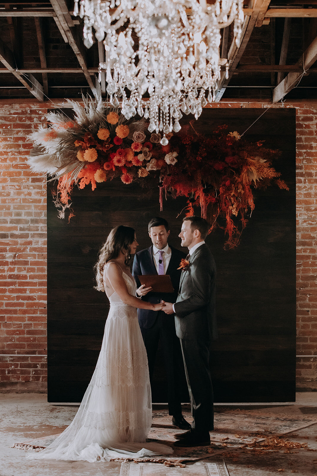 Romantic industrial wedding ceremony held at the St Vrain, boulder county wedding evnue