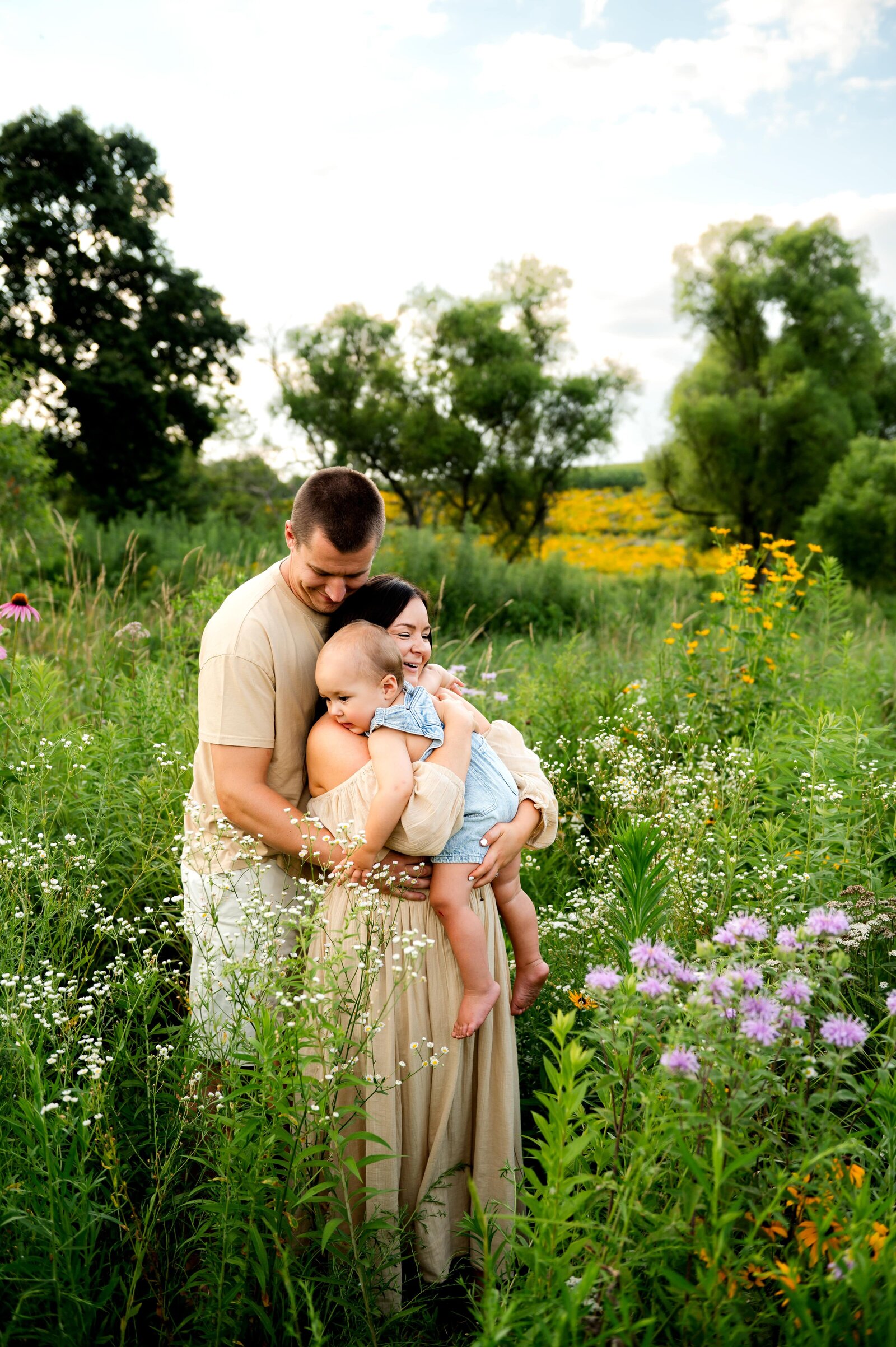 family in a wildflower field in White Hall, MAryland