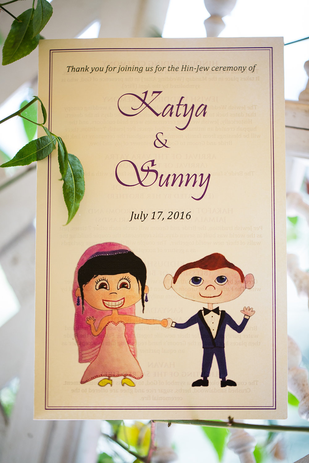 Cute wedding program for a Hindu wedding ceremony