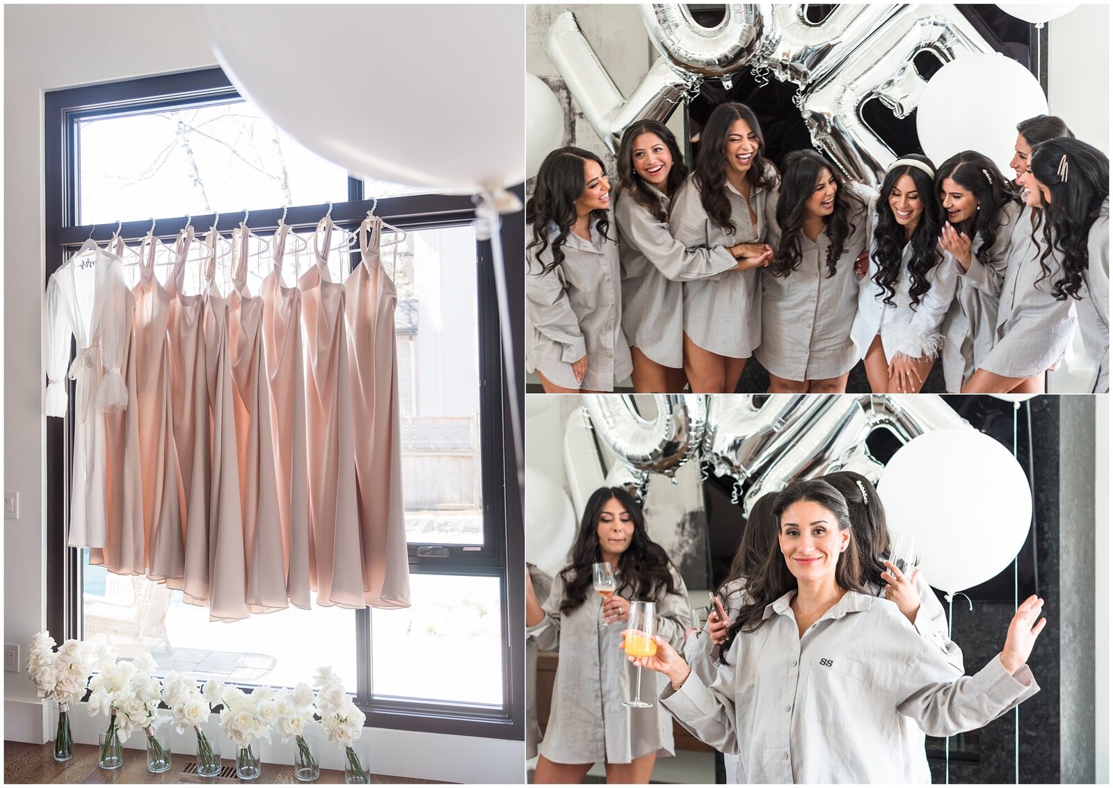 Candid portraits of bridal party getting ready
