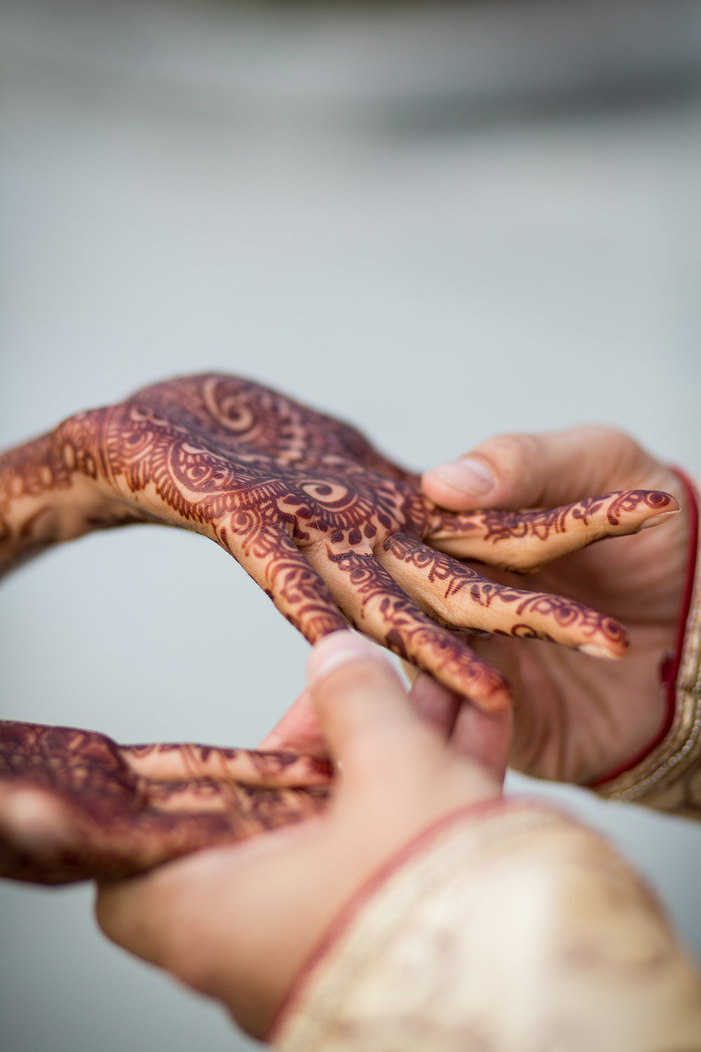 Henna Details on Hindu Bride's Hands in San Diego