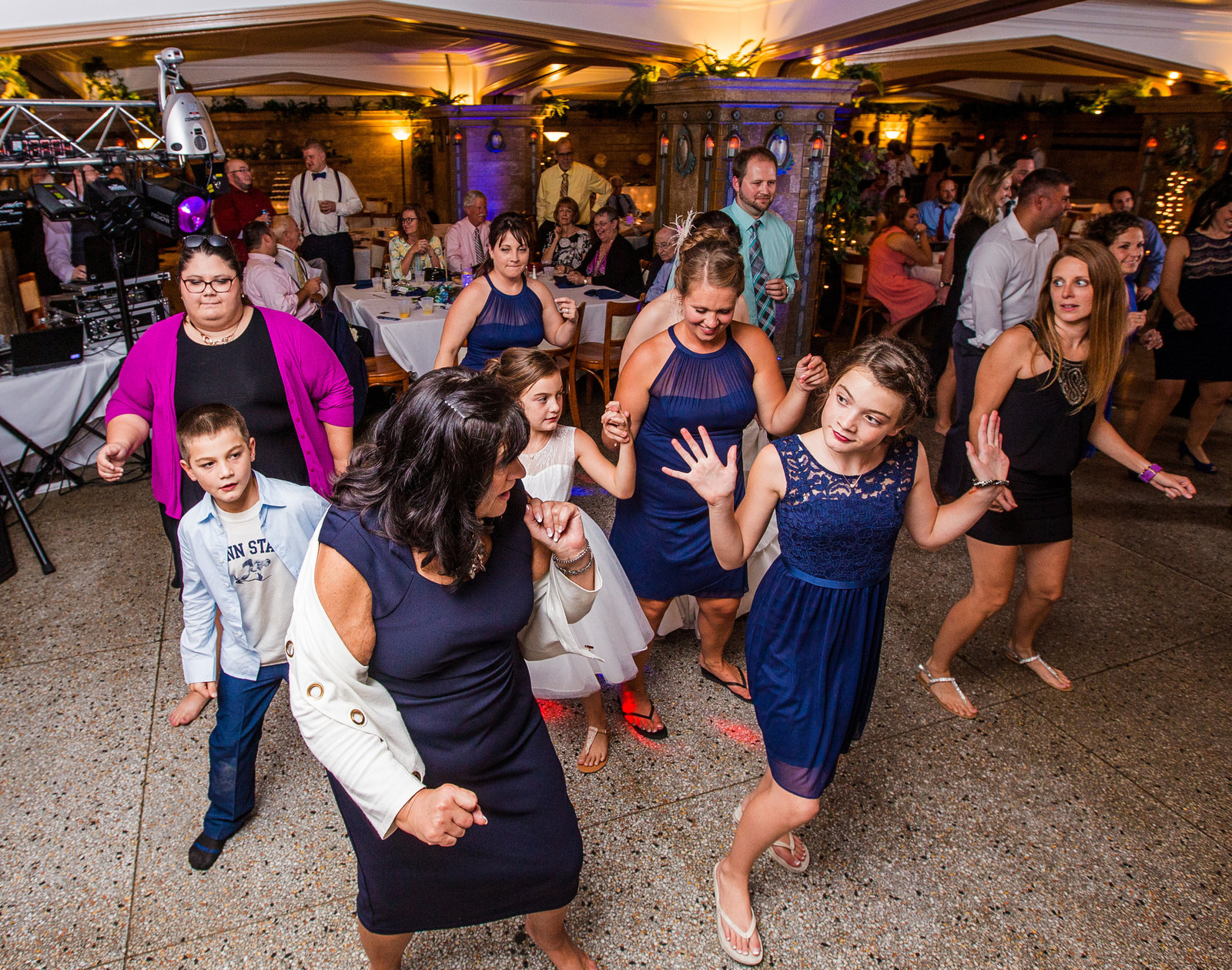 Guests dance at Masonic Temple wedding reception