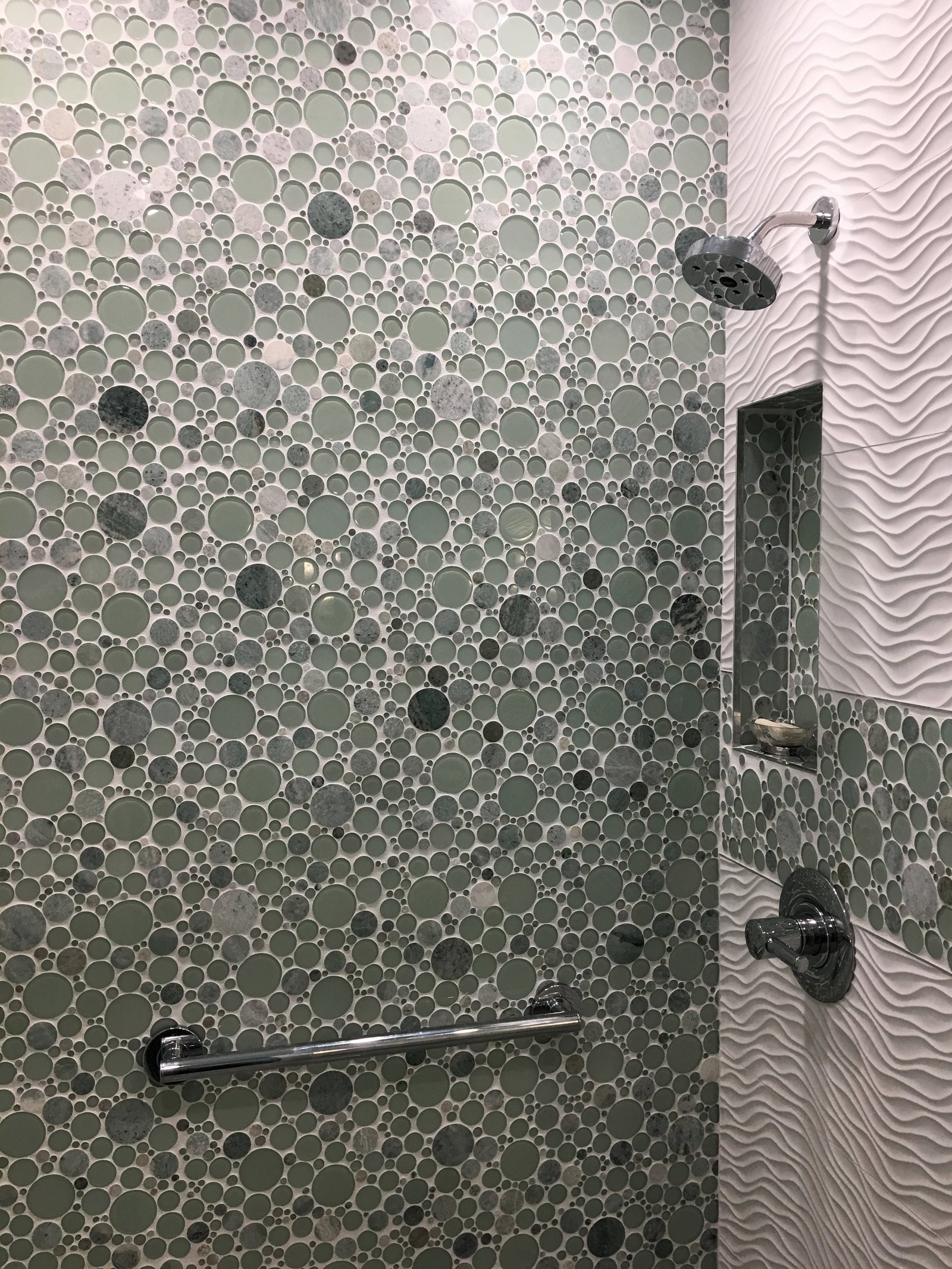 Glass Mosaic Tile Shower Surround