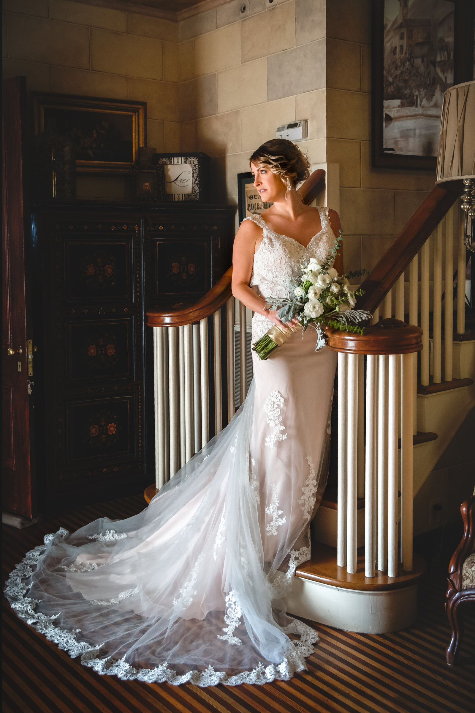 bride on the stairs