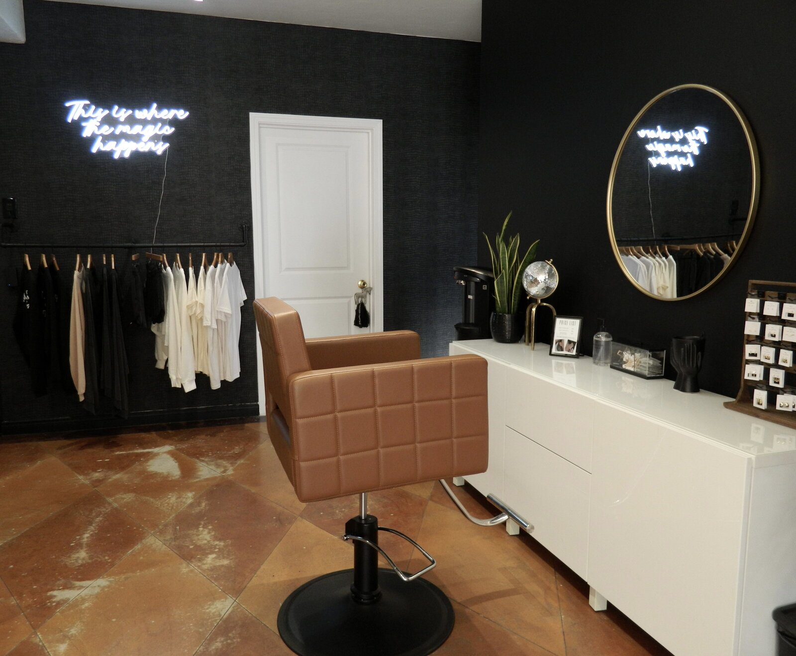A photo of the interior of Wilde Beauty Co. in San Diego, showcasing the clean and sanitized environment that we maintain to ensure the safety and well-being of our clients and staff.