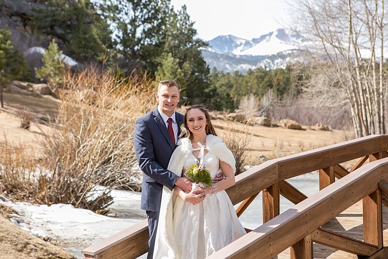 Couple at the Black Canyon Inn during the winter in Estes Park Colorado