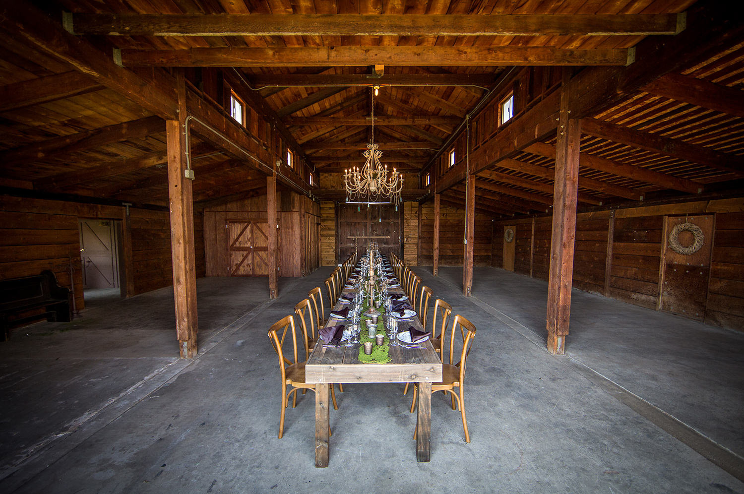 rustic barn with long table