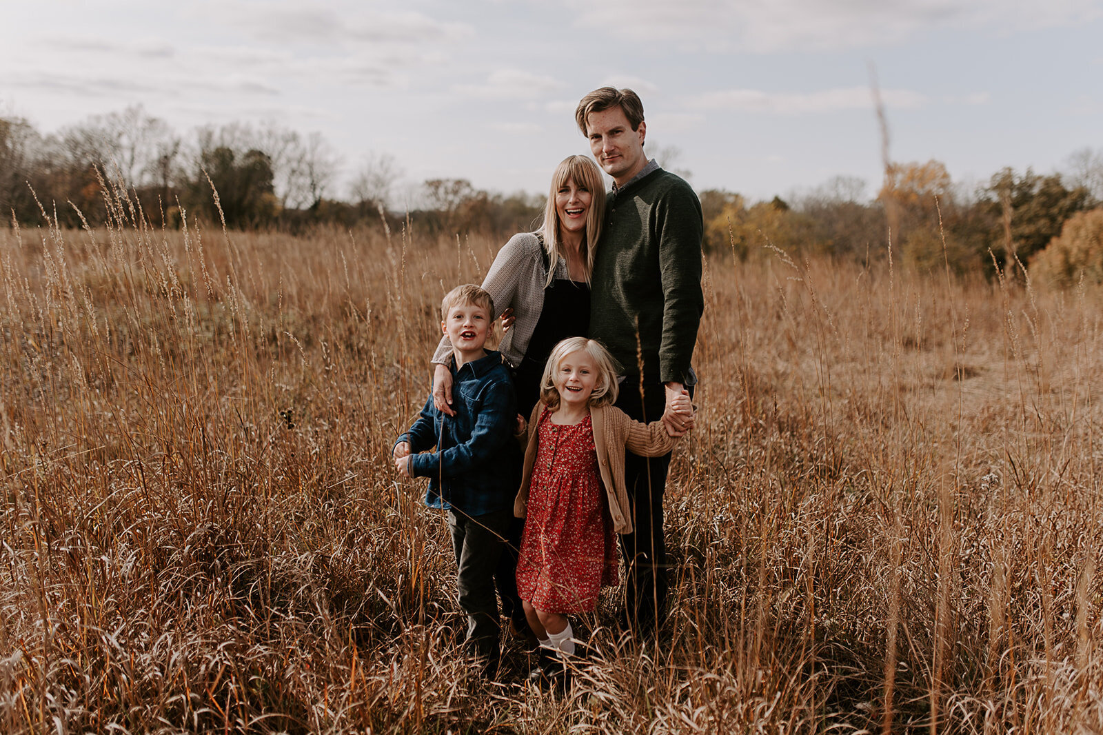 Fall family session in a field at french Park in Cincinnati