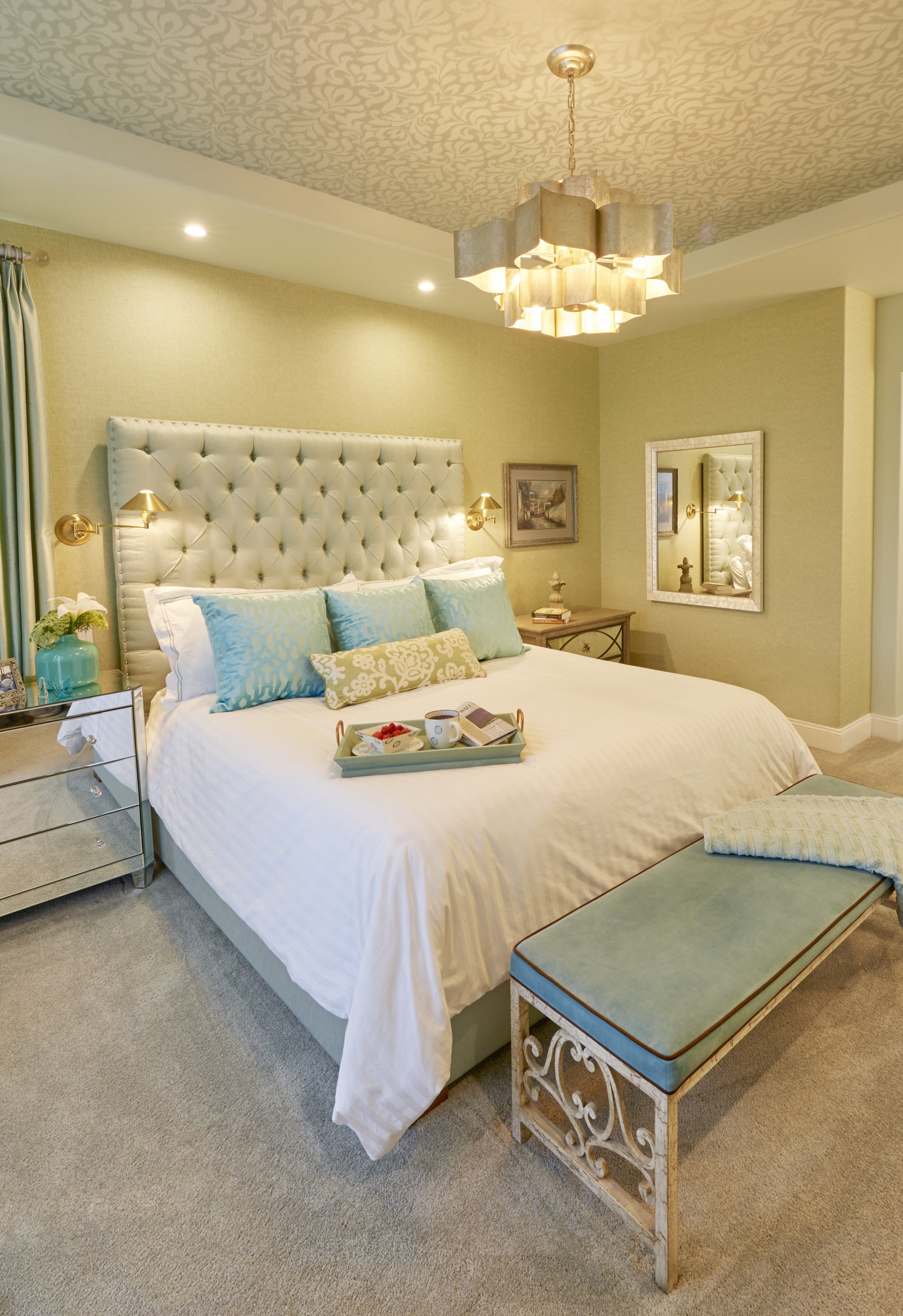 Dream Coastal Aqua White Master Bedroom Design