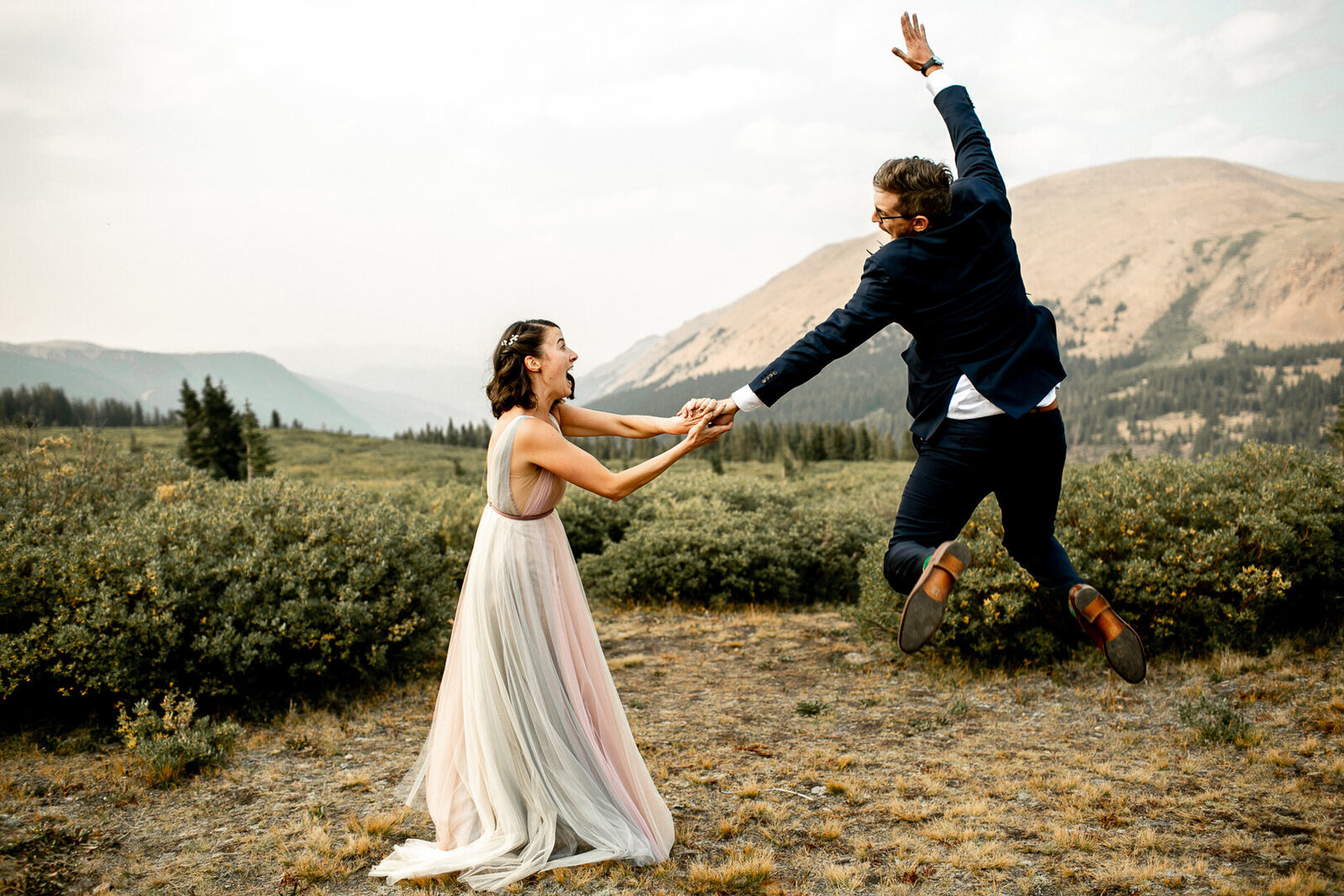 Colorado couple  dancing in the mountains