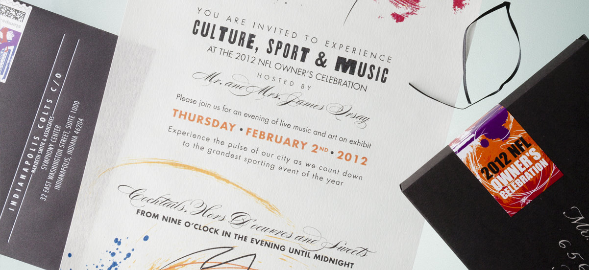Colts Owners Party Invite Closeup designed by KB Design llc. for Super Bowl 2012
