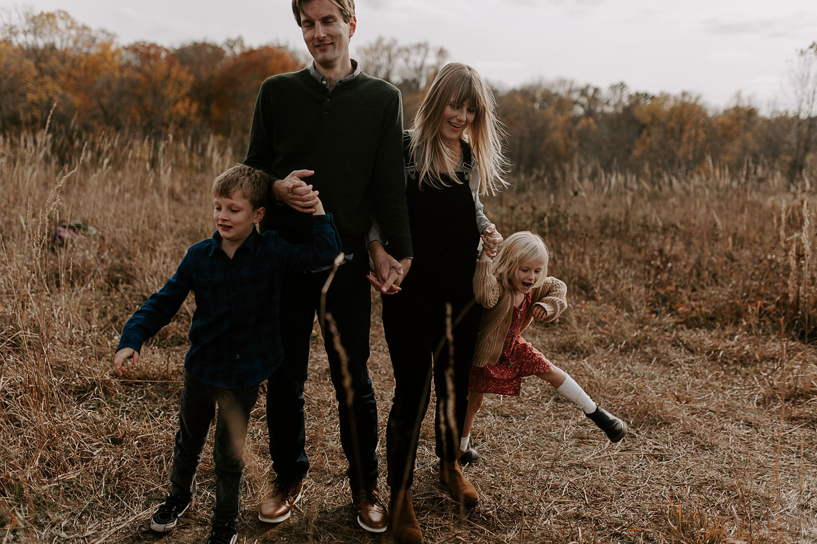 Fall family session in a field at French Park in Cincinnati