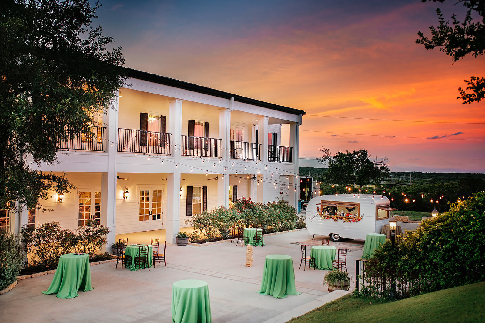 A sunset over Kendall Point wedding venue.