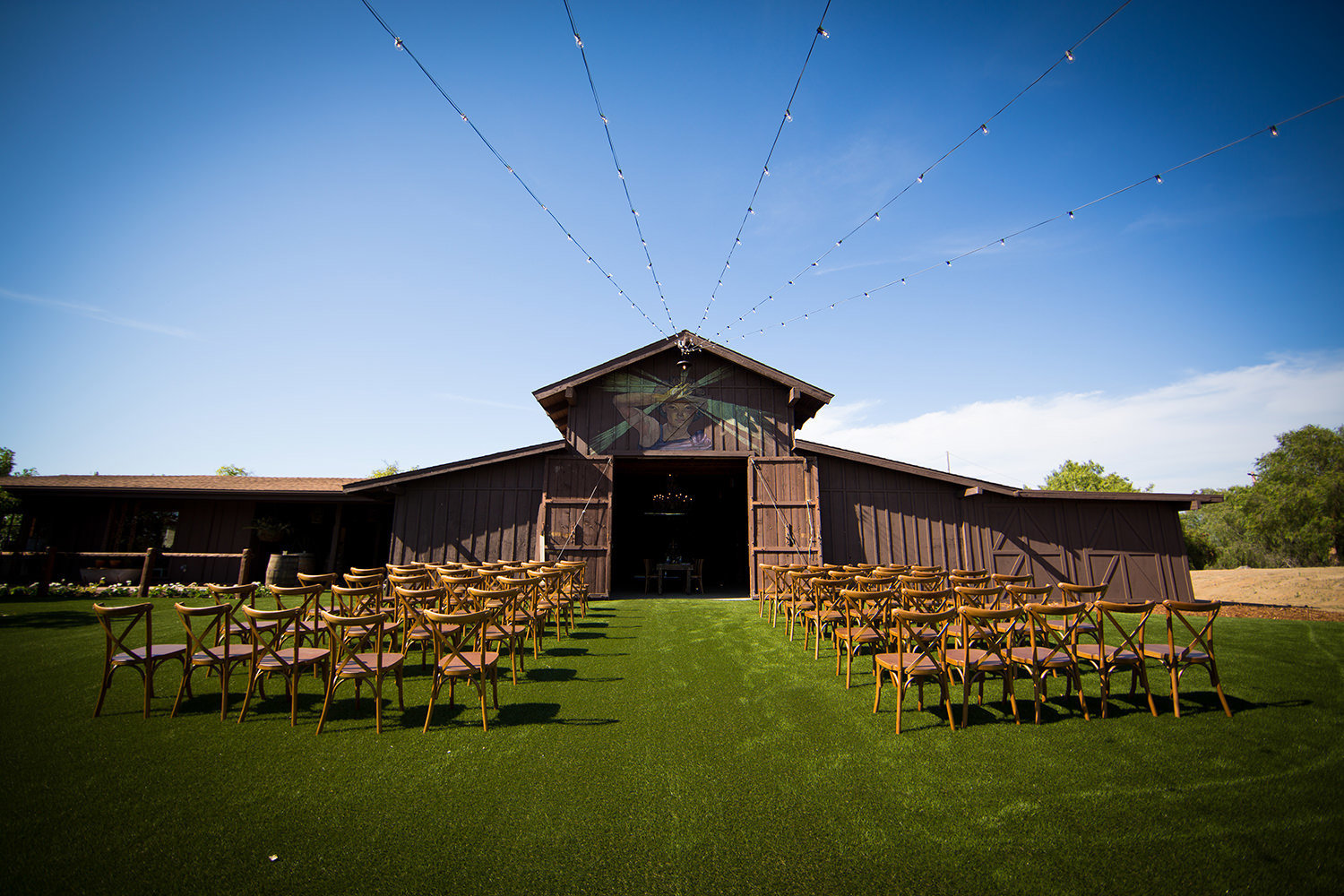 ceremony space with rustic barn
