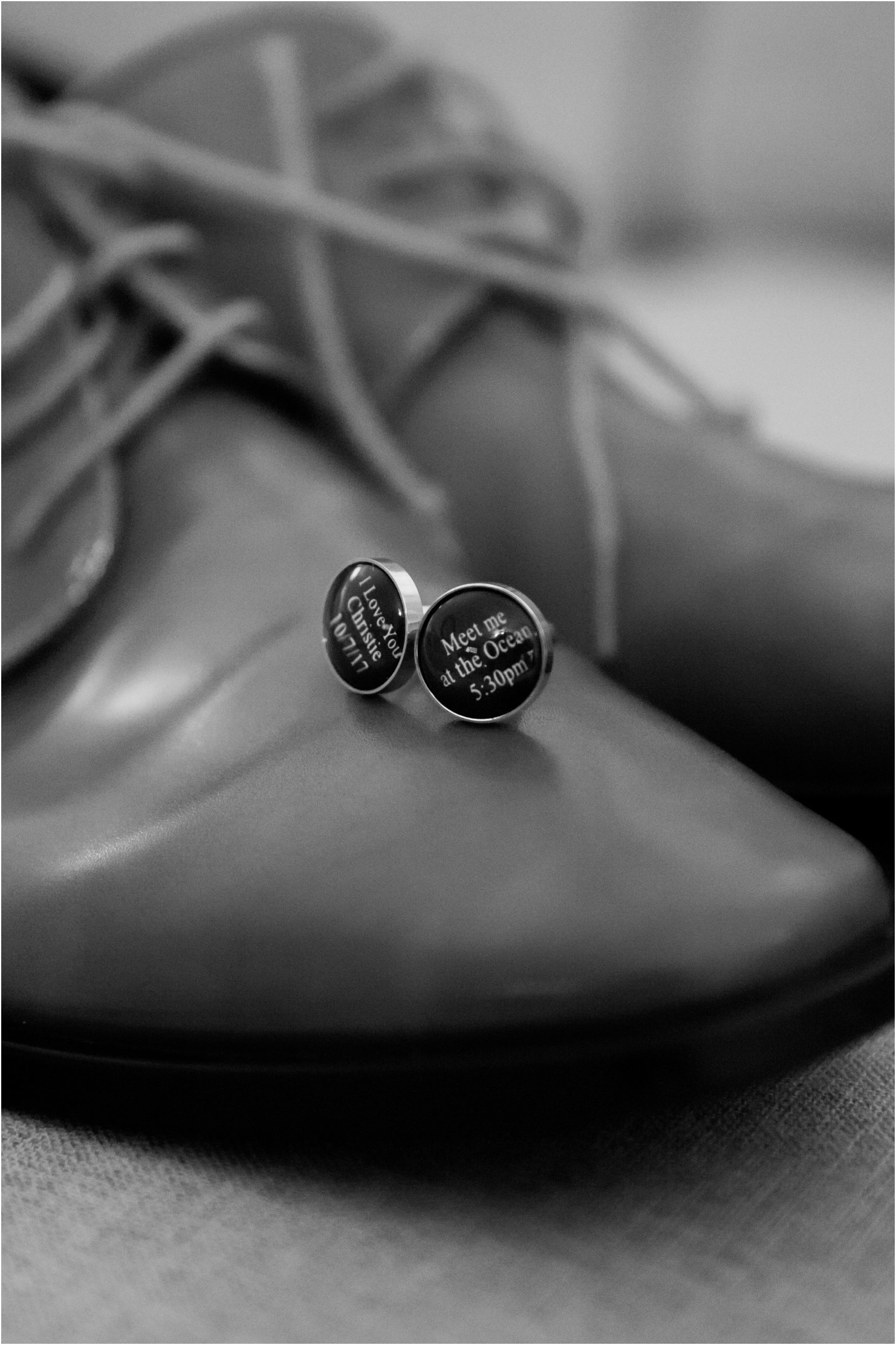 Anna Maria Island Wedding Photography of the grooms details, shoes and custom cuff links