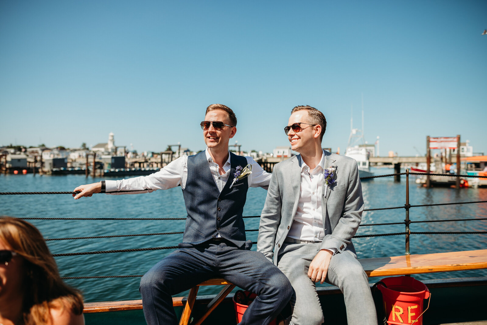 gay couple eloping on a yacht on cape cod