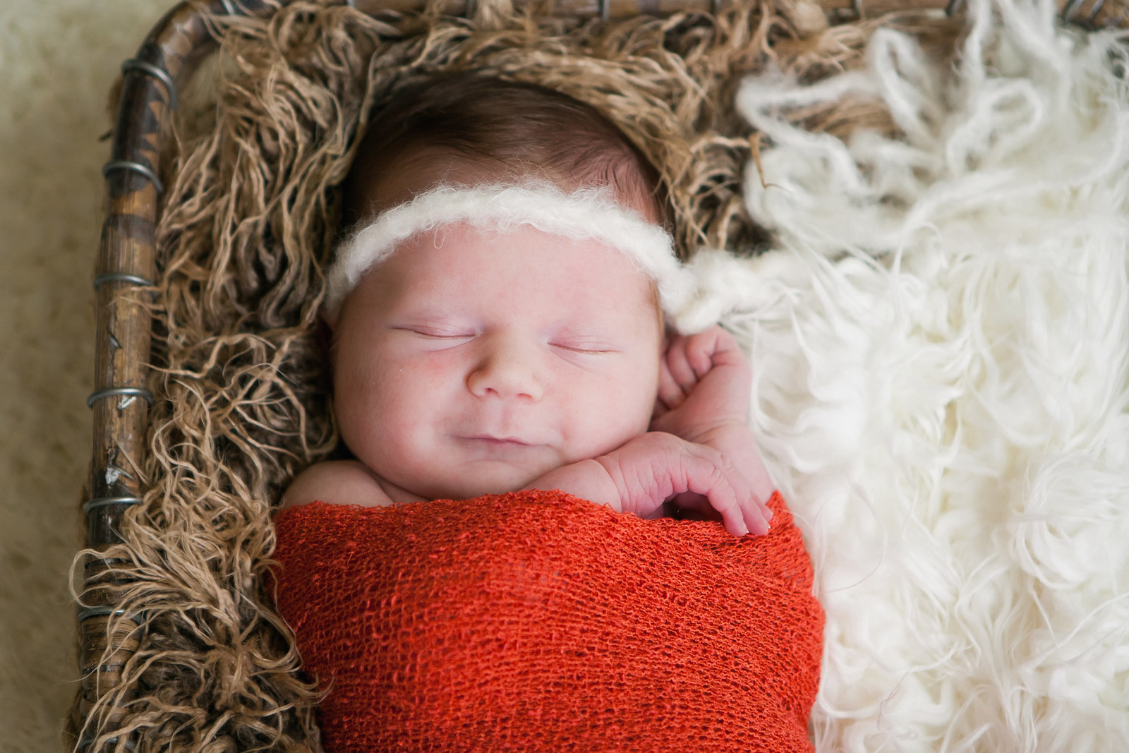 Sacramento Newborn Session baby in red in natural light