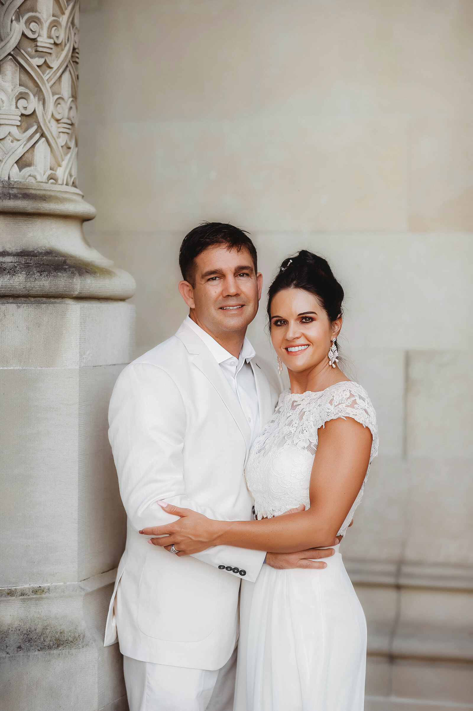 Newlyweds pose for Portraits after Elopement at Biltmore Estate in Asheville, NC.