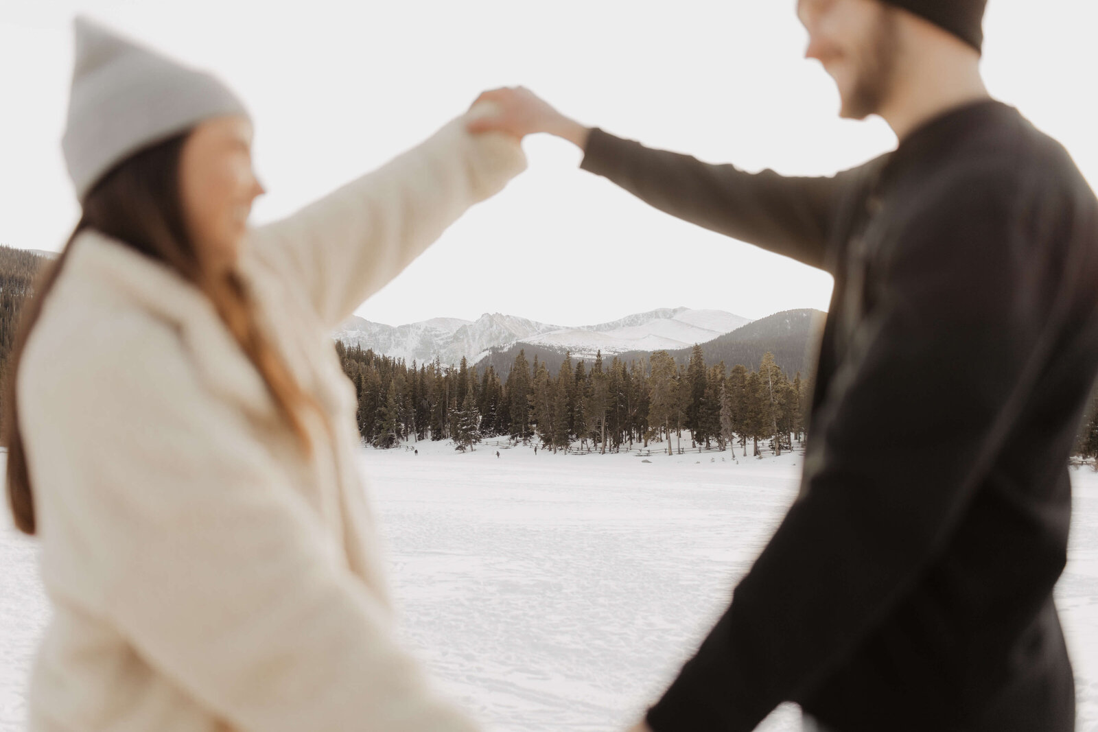Snowy colorado engagement session 