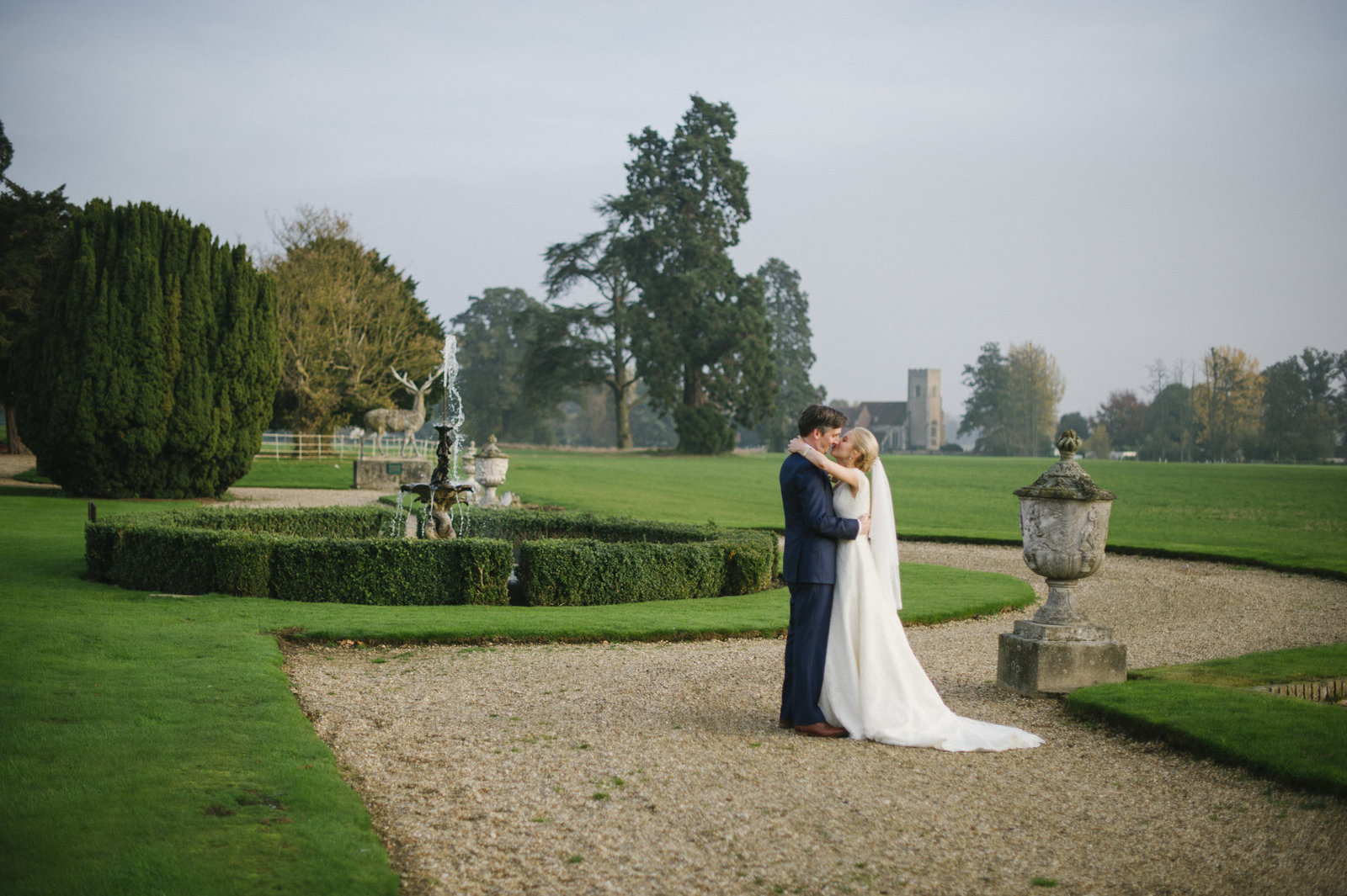 bride and groom at gosfield house
