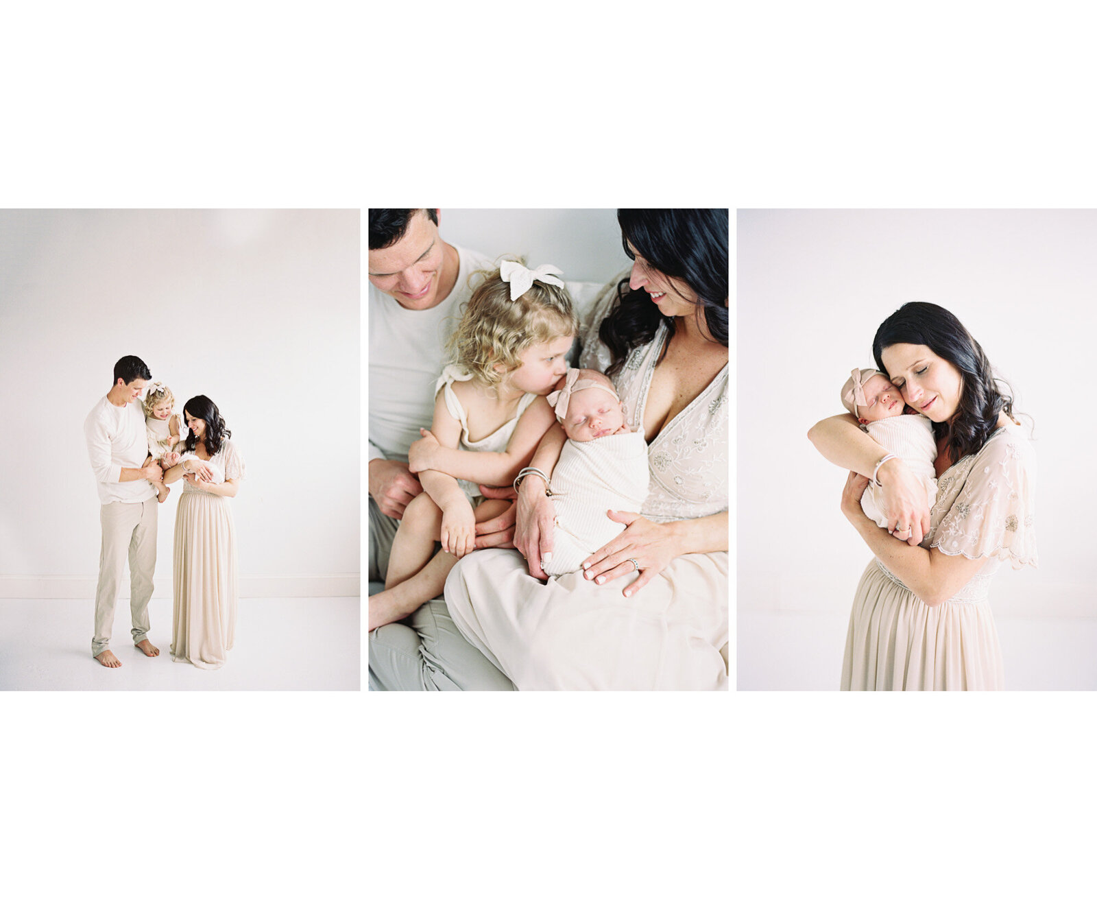 family of four with newborn baby in milwaukee studio taken by milwaukee photographers talia laird photography