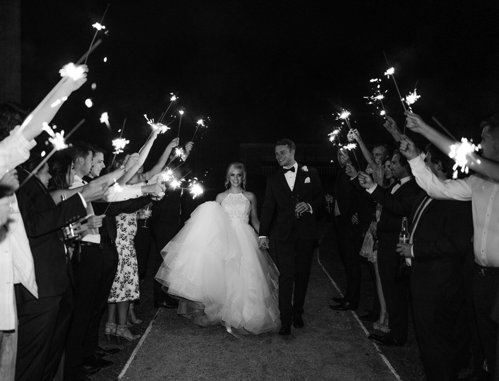 Bride and groom sparkler exit at Austinvilla Estate