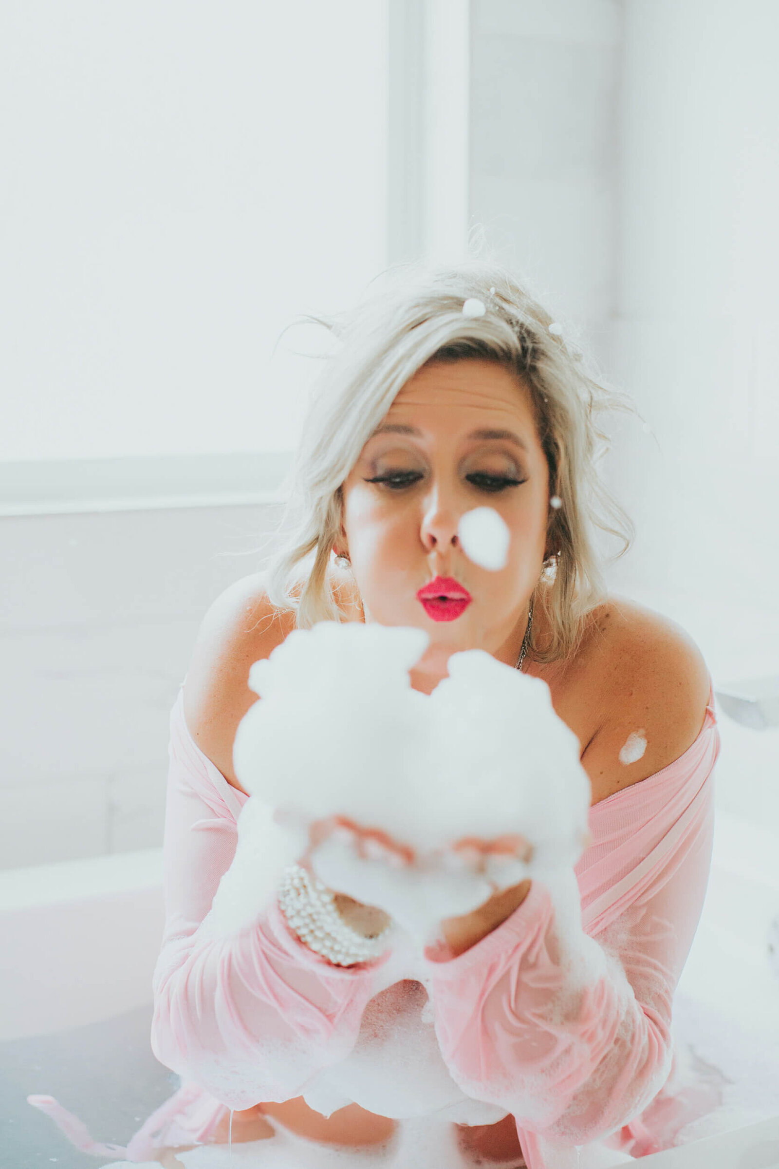 bubble bath boudoir bridal pink lingerie