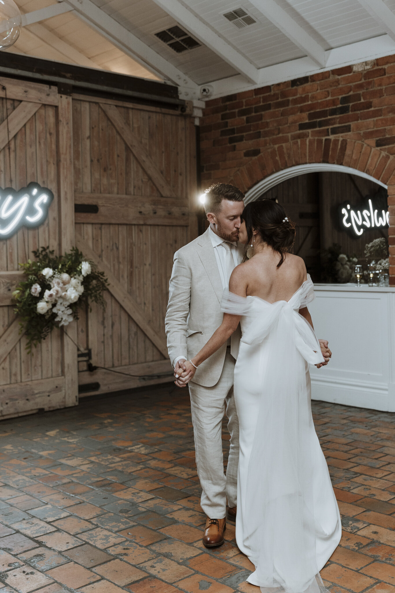 A couple dancing at the farm yarra valley taken by wedding photographer Ada and Ivy