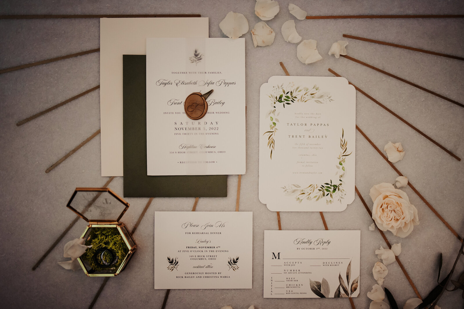 Wedding-invitation-with-wax-seal-leaf