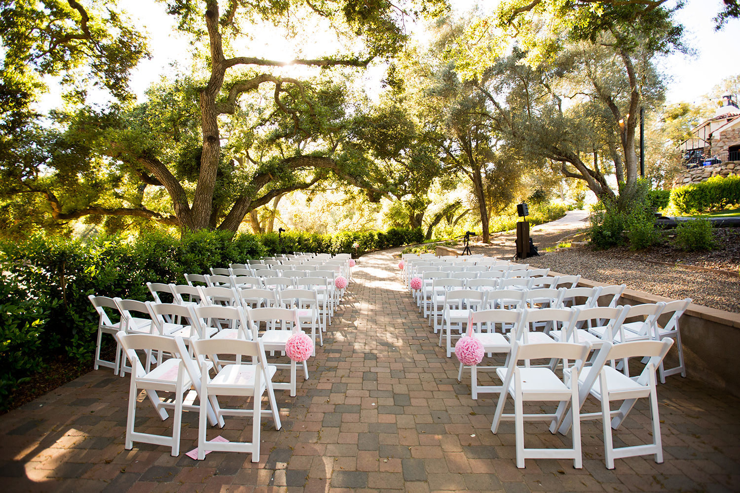 ceremony site with trees in background