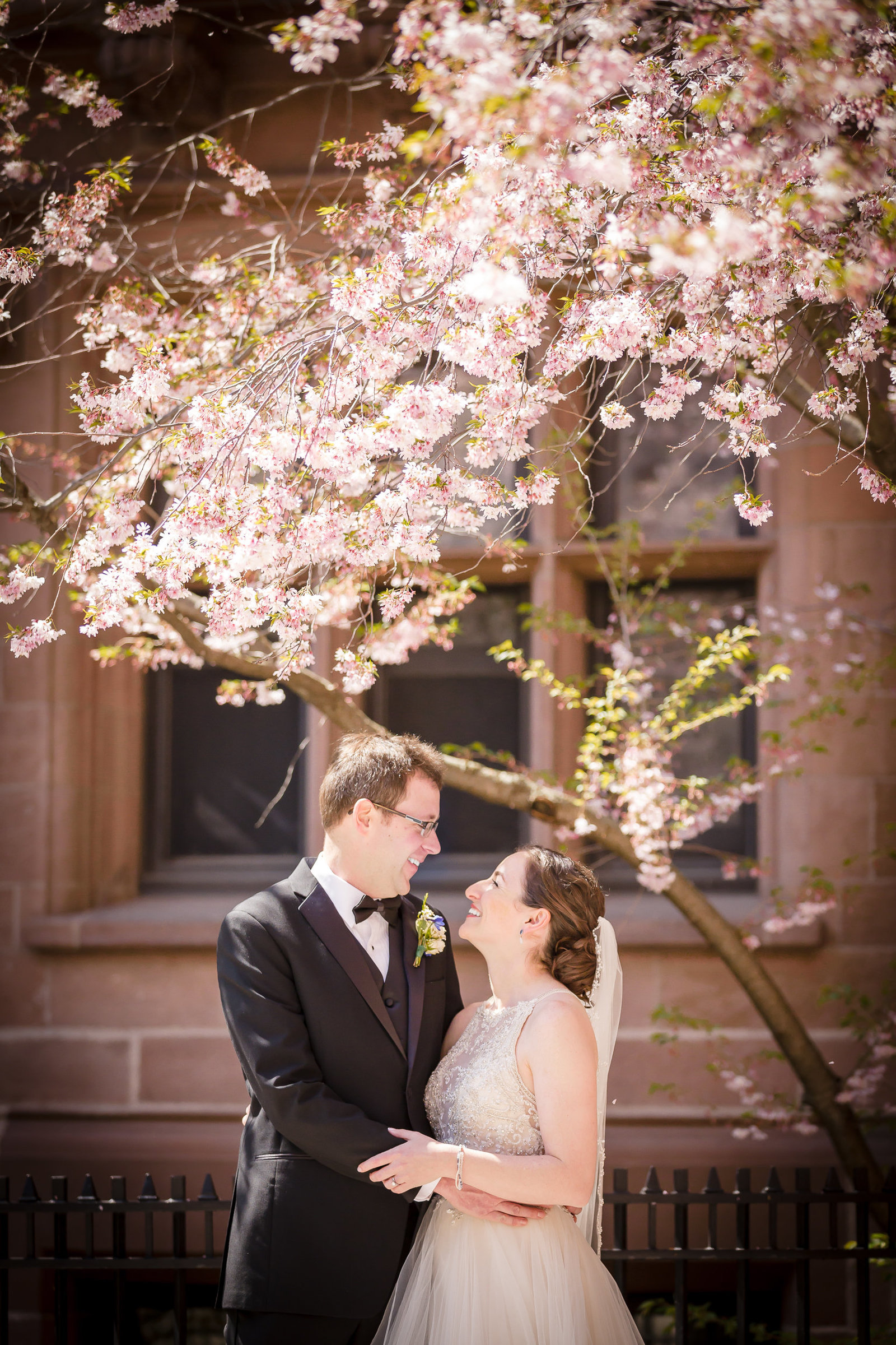Bride and groom at Yale University Wedding in Connecticut by Jamerlyn Brown Photography