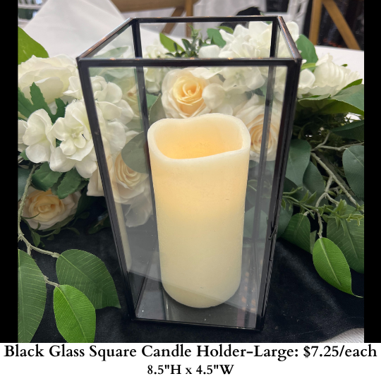 Black Glass Square Candle Holder-Large-979