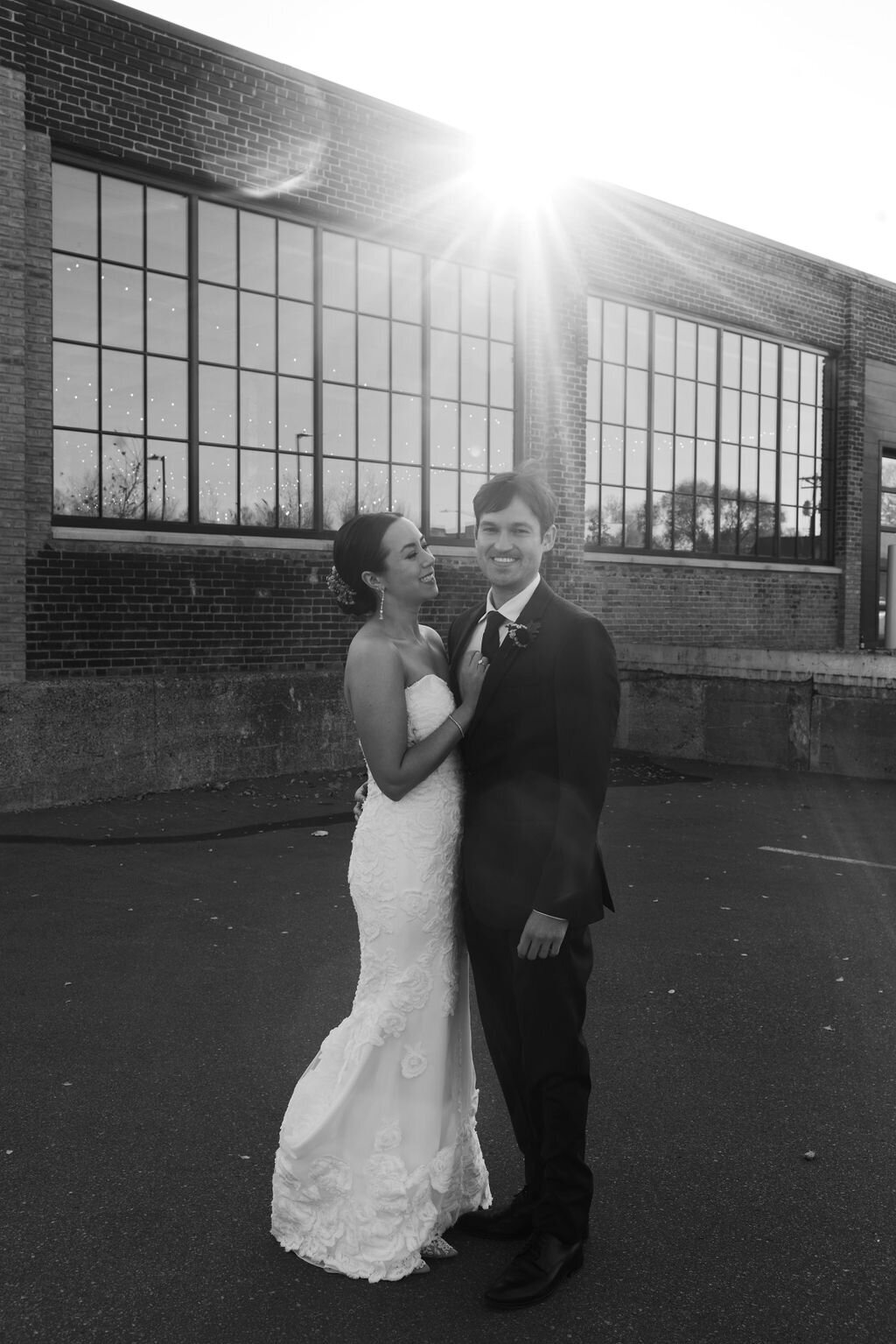black-and-white-sunset-portrait-wedding