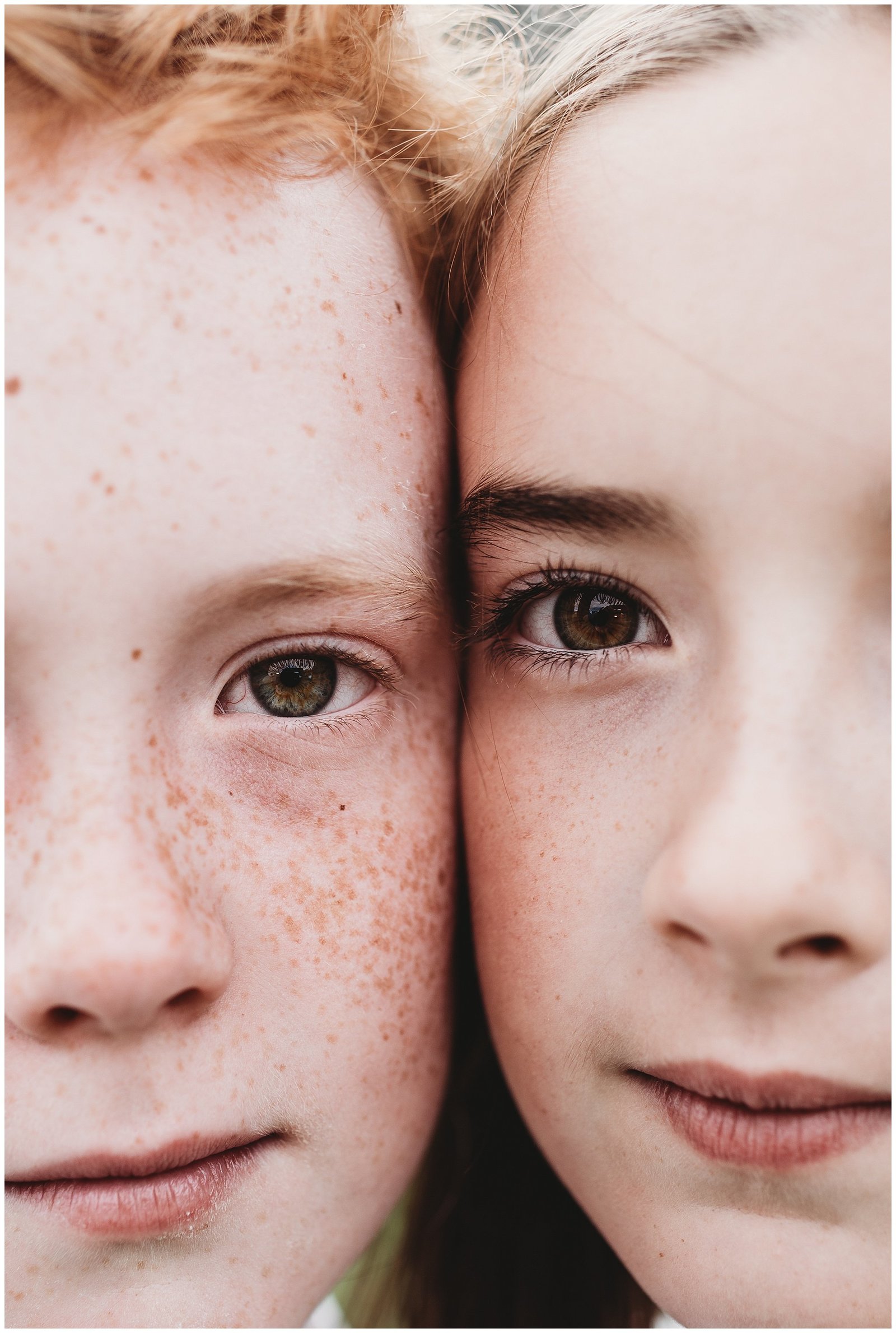 close up portrait of twins with freckles boy and girl Seattle Photographer Emily Ann Photographer