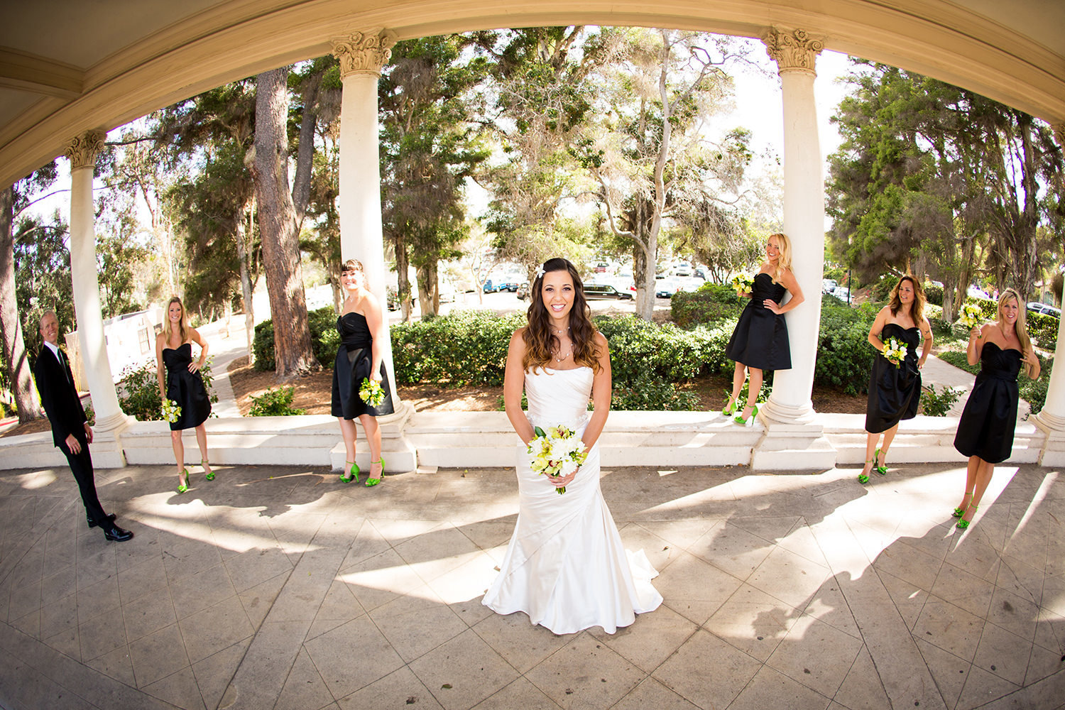bridal party formal with black dresses