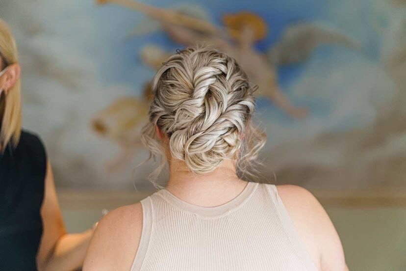 Twisted Curled Hairup Bride