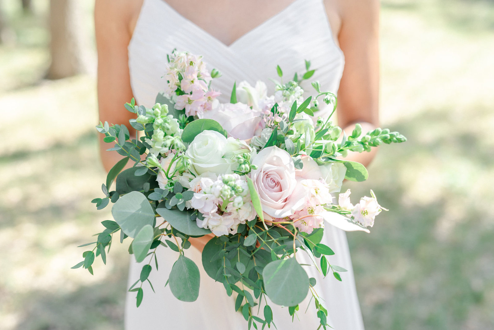 Blush and white unstructured bouquet