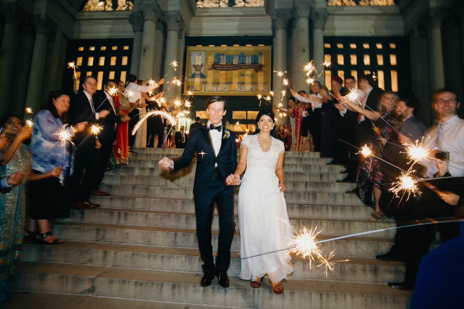A sparkler exit to end the night at this elegant Philadelphia museum wedding, was the perfect ending to this wedding.