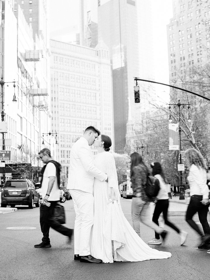 black and white nyc wedding photo