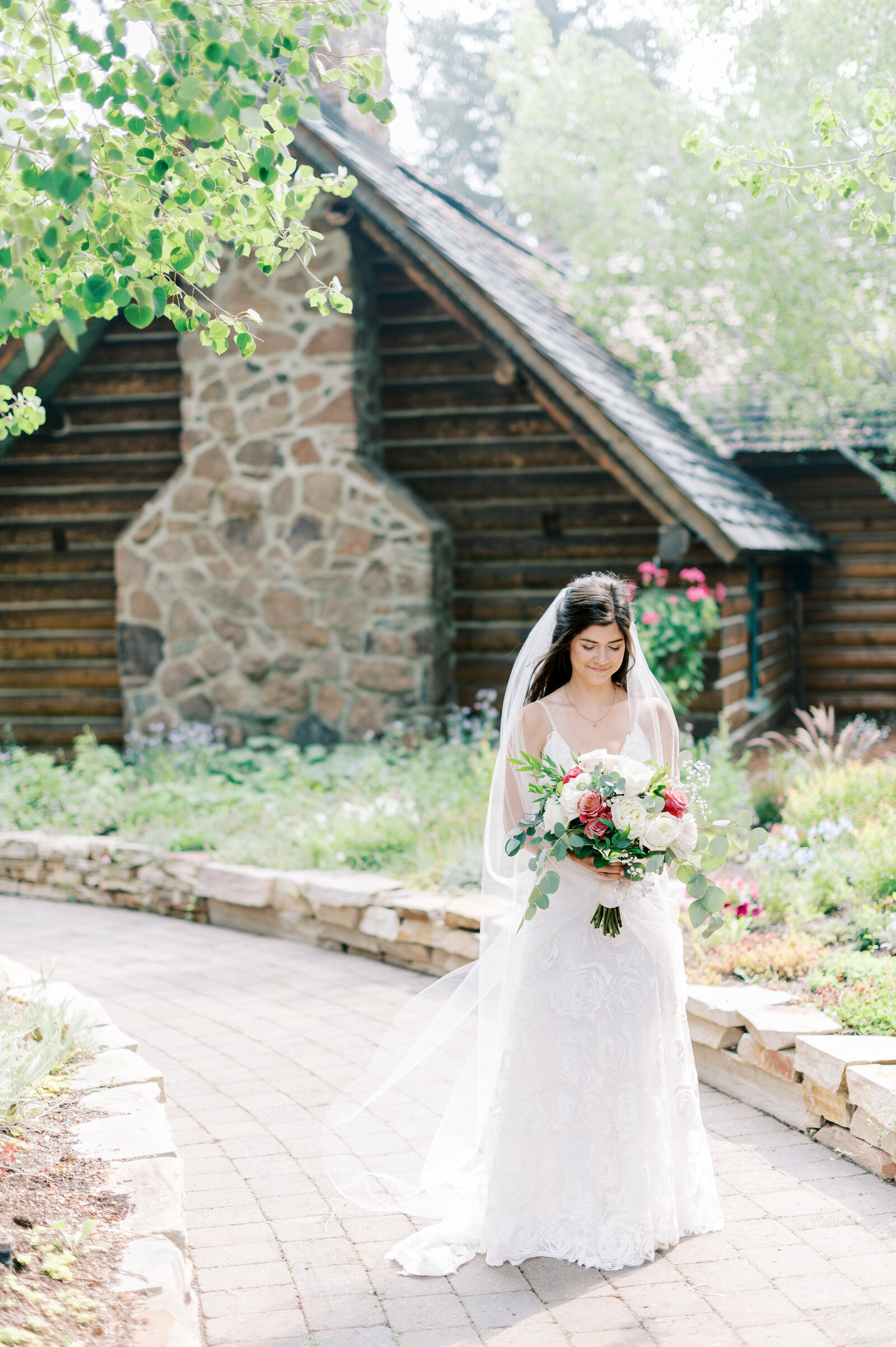 Bridal portrait at Trail Creek Cabin Wedding taken by the Best Sun Valley Wedding Photographers