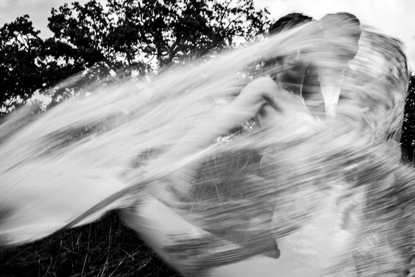 artistic wedding dress photograph in black and white