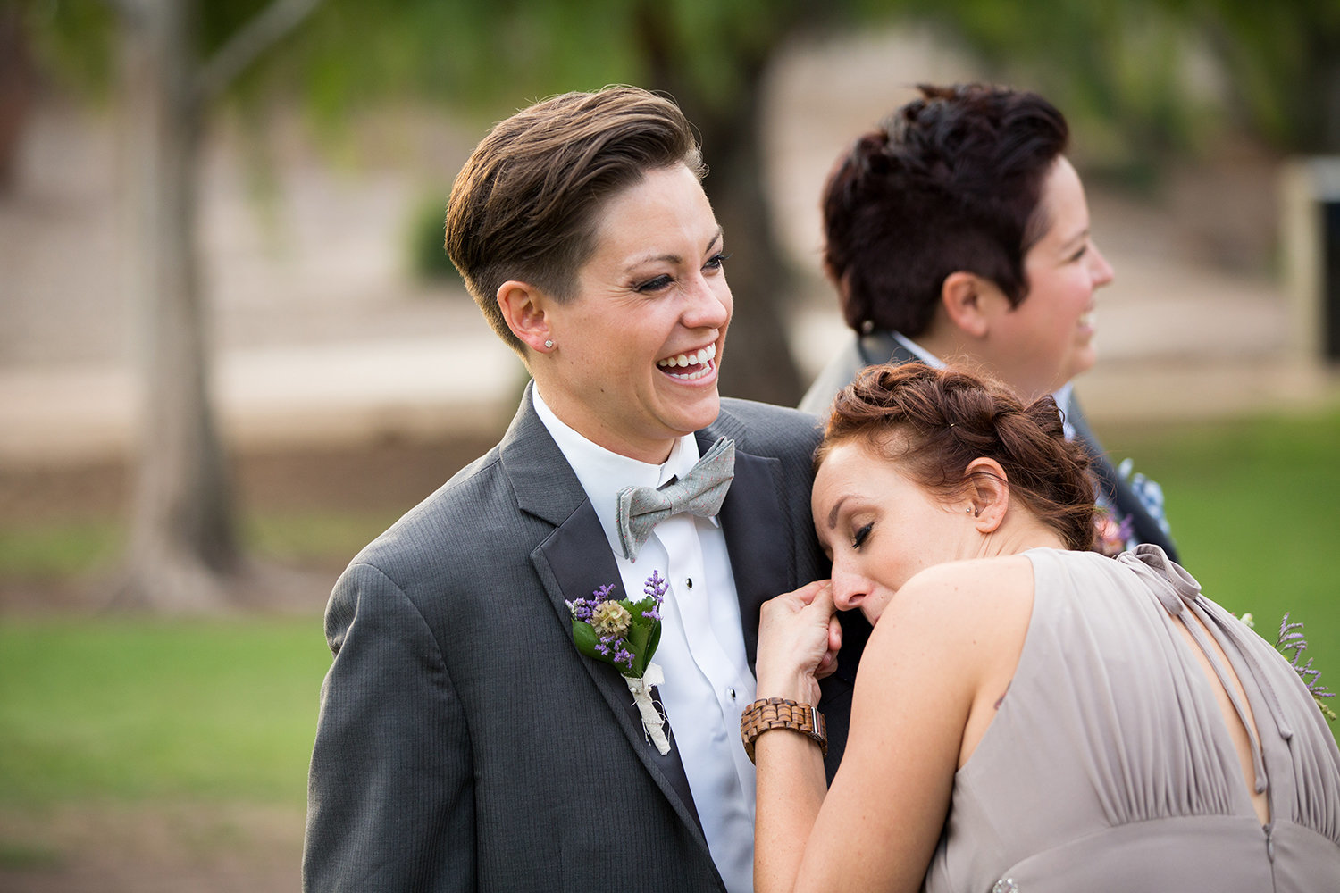 The emotions were high at this beautiful outdoor wedding | LGBT Wedding Ceremony